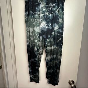Enza Costa Black Grayish Satin‎ Artsy Cotton & Viscose Blend Pull On Pants